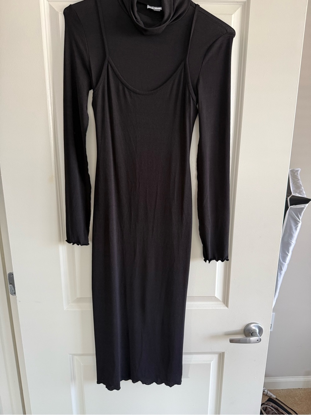 Topshop Black Long Sleeve Mock Neck Bodycon Dress